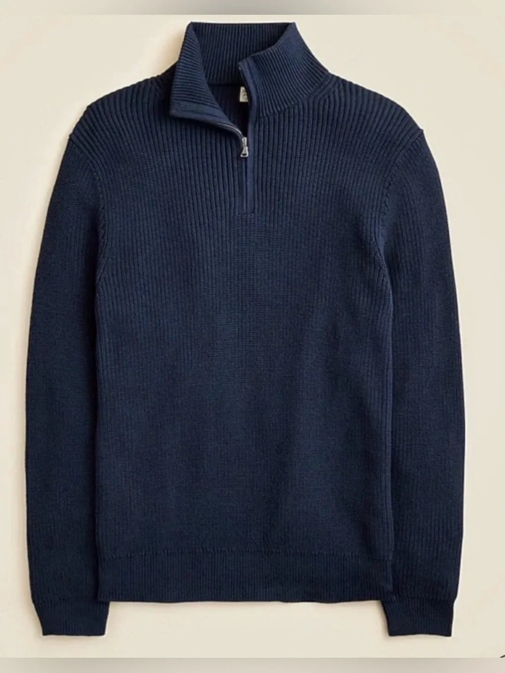 J.Crew Heritage cotton ribbed quarter-zip sweater in navy